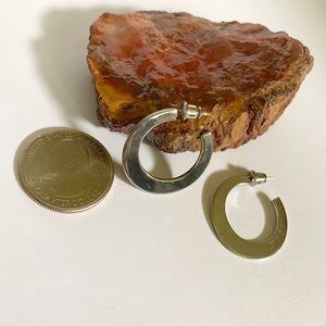 Flat Silver Metal Hoop Earrings